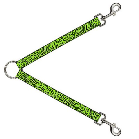 Dog Leash Splitter Cheebra Green Black 1 Foot Long 1 Inch Wide