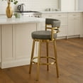 thumbnail image 6 of Maxi Swivel Counter Stool Chair- Gold Steel- Vintage Gray Faux Leather, 6 of 7