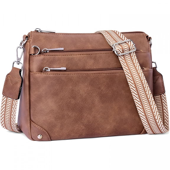 AOMRCOL Crossbody Bags for Women RFID Travel Crossbody Purses Leather Handbags Medium Shoulder Bag with Adjustable Strap
