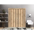 thumbnail image 3 of Sliding Closet Double Bi-fold Doors | Planum 0016 Oak with Frosted Glass | Sturdy Tracks Moldings Trims Hardware Set | Wood Solid Bedroom Wardrobe Doors, 3 of 5