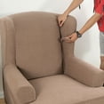 thumbnail image 5 of Dowbom Stretch Wingback Chair Slipcover 2 Pieces Armchair Cover Furniture Protector, 5 of 7