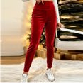 thumbnail image 5 of FAIWAD Women Velvet Leggings Christmas Soft Stretch Elastic Waist Velour Tights Full Length Slim Fitted Base Layer Pants, 5 of 9