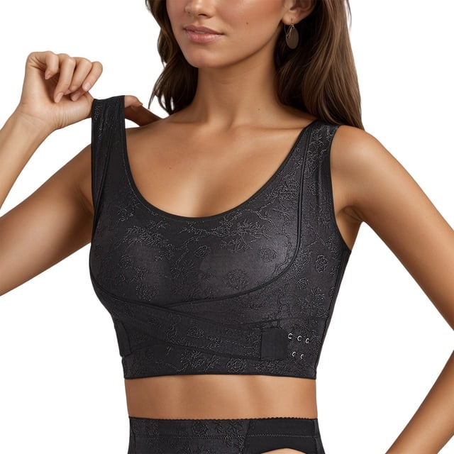 Front Closure Underwire Push Up Support Bra with Side Smoothing for Comfort and Everyday Wear