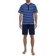 thumbnail image 3 of GÖTZBURG Conjunto de pijama para hombre - corto, a rayas, tapeta de botones, clima-activo Azul M (Medium), 3 of 3
