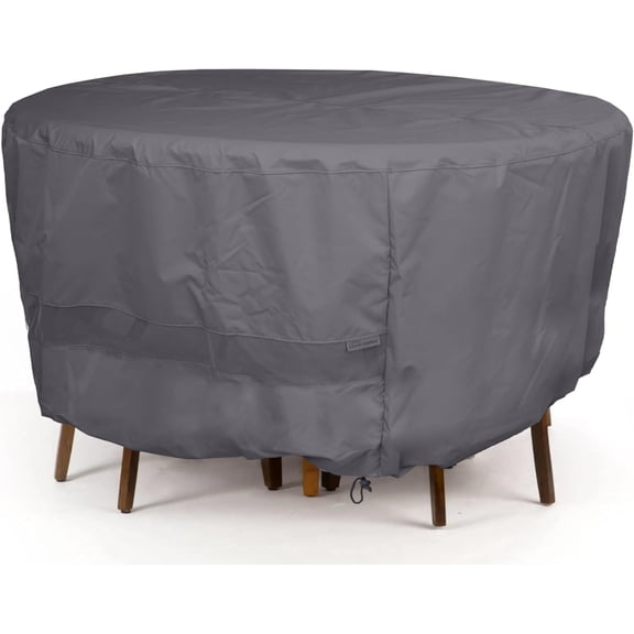 Covermates Round Firepit/Chair Set Cover - Weather Resistant Outdoor Cover, Heavy Duty Table and Chair Cover Set for Fire Pit, Elite 300D Polyester, Round 54DIAMETER x 25H, Charcoal
