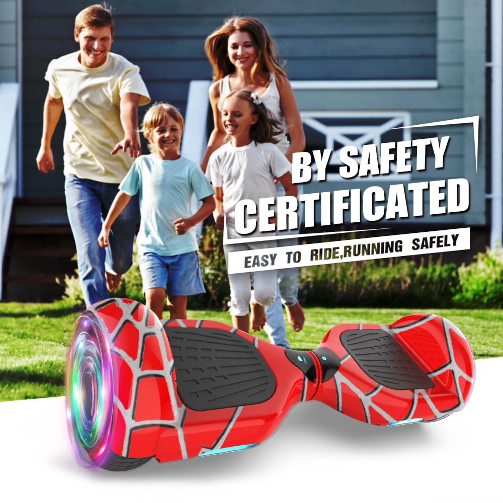 Bluetooth Hoverboard for Kids, Spider Color and Chrome Color Self Balancing Scooter Built-in Wireless Speaker and Flashing Wheels