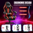 thumbnail image 3 of Homhum Ergonomic Gaming Chair, PU Leather Office Chair w/ Footrest and Massage Lumbar Support, Red, 3 of 6