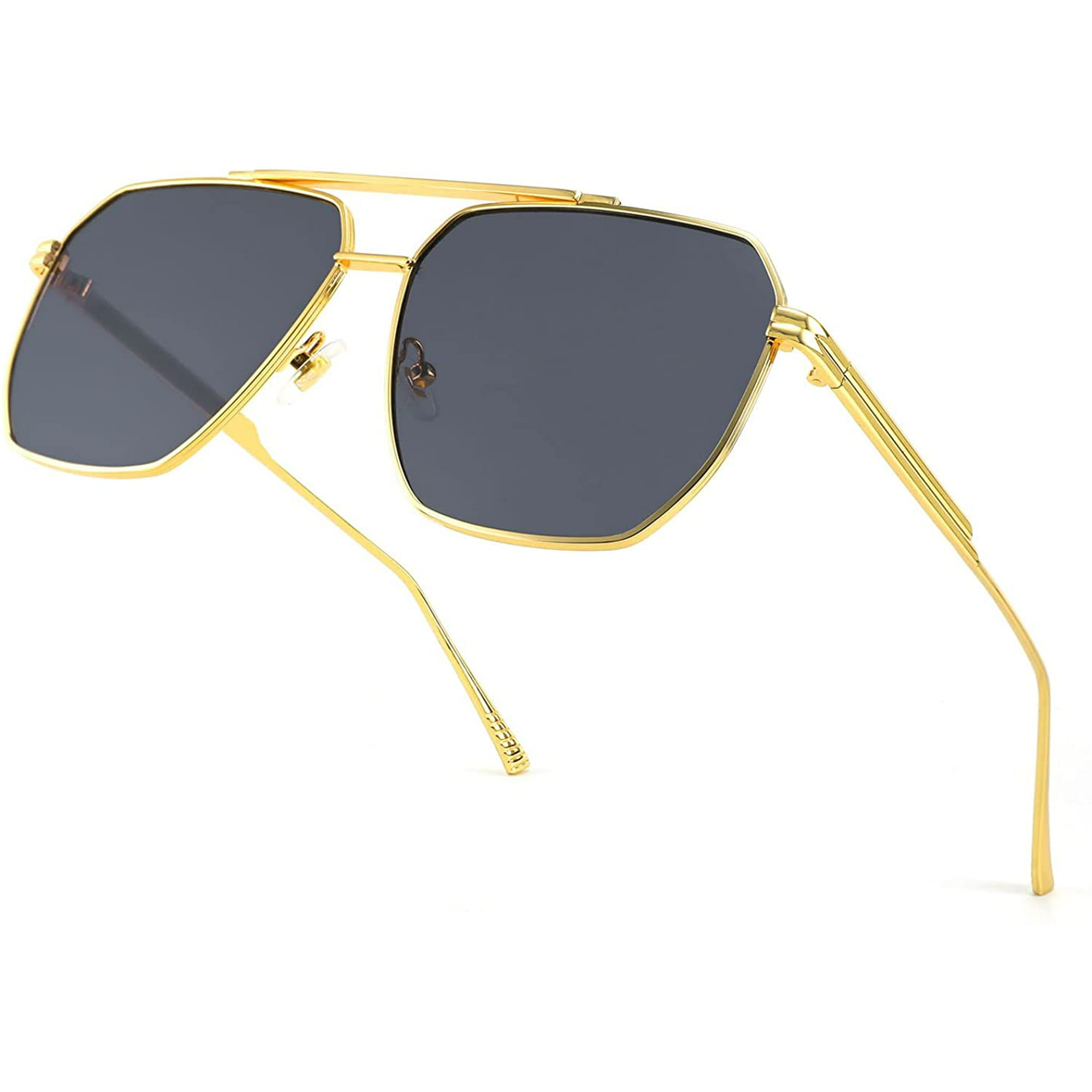 FEISEDY Retro Oversized Aviator Sunglasses for Women Men Trendy Square  Shades UV400 Metal Sun Glasses B2874 