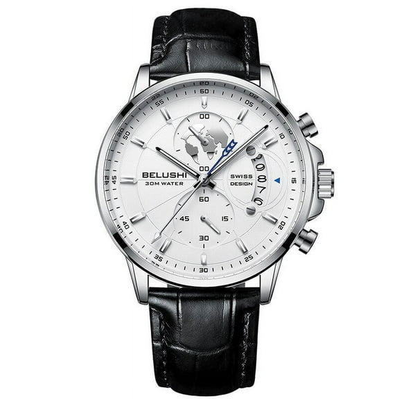 belushi New Creative Trend Luminous Crocodile Leather Strap Watch Fashion Men's Waterproof Quartz Watch