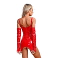 thumbnail image 4 of Alvivi Womens Metallic PVC Leather Bodycon Dress Sleeveless Mini Party Dress with Metal Clips Red D S, 4 of 6