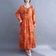 thumbnail image 5 of Vestido suelto de mujer Vintage estampado manga larga cuello redondo cintura alta Casual vestid Irfora  Vestido, 5 of 7