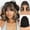 Black Highlight Blonde, variant on SUCS Short Blonde Wig with Bangs Synthetic Wavy Blonde Bob Wig Curly Heat Resistant Ombre Blonde Hair Wig for Women Daily Party Halloween Use
