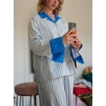 thumbnail image 2 of Women Y2k Pajama Set Striped Contrast Color Long Sleeve Sleepwear Lounge Sets Homewear Nightwear, 2 of 7
