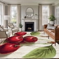 thumbnail image 2 of Cherry 5x7 Area Rugs for Living Room, Fruit Watercolor Vintage Wood Texture Non Slip Floor Mat Washable Low-Profile Indoor Carpet for Bedroom, Dining Room, Bathroom, 2 of 9
