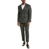 BOSS Hugo Boss mens Slim Wool-Blend Suit with Pleated Pant, 38R, Black