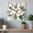 thumbnail image 6 of Flowers Leaves Wooden Wall Clock Silent Non Ticking, Farmhouse White Botanical Magnolia Retro Square Wall Clocks Battery Operated, Decor Clock for Home Office, Living Room, Kitchen, 10 Inch, 6 of 9