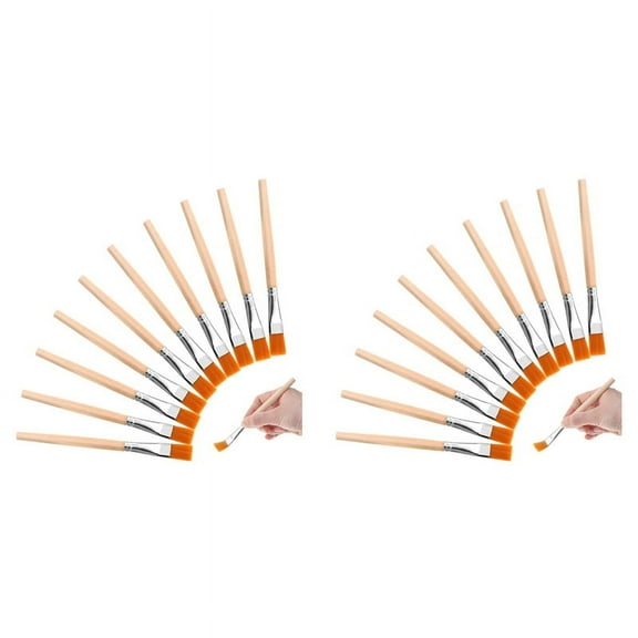 60Pcs Flat Paint Brushes, 3/4 Inch Wood Paint Brush Artist Craft Paint Brushes Watercolor Brush Bulk Painting for Art