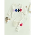 thumbnail image 3 of xiaxaixu Toddler Boys Fall Outfits Geometry Pattern Crew Neck Long Sleeve Sweatshirts and Long Pants 2Pcs Clothes Set, 3 of 9