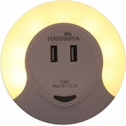 JUNELILY HARRINISA Double USB Port LED Night Light, Warm White Lighting for Home (2 Pack)