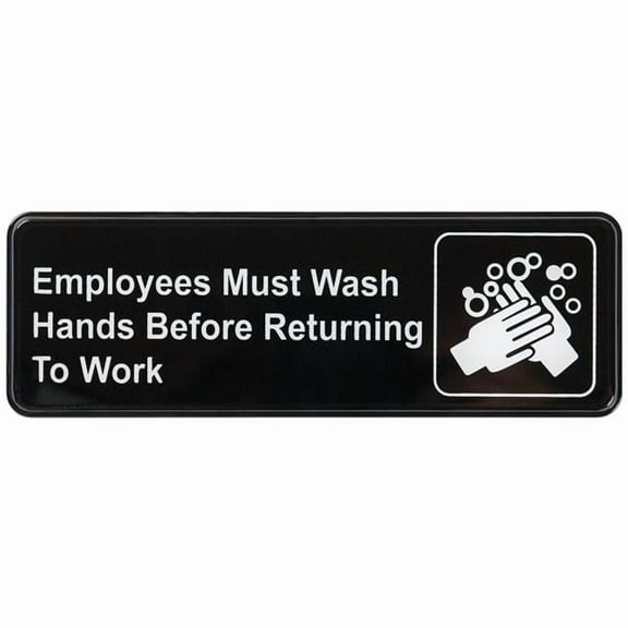 Winco SGN-322 Information Signs, 9 x 3 in. - Employees Must Wash Hands Before Returning To Work