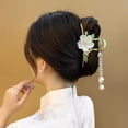 thumbnail image 4 of Mightlink Women Hair Claw Faux Pearls Butterflies Decor Shiny Hair Clip Back Head Tassel Hair Decoration, 4 of 8