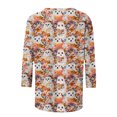 thumbnail image 4 of Mwjwdo Womens 3/4 Sleeve Ghost Floral Printed Dressy Casual Henley Round Neck Relaxed Fit Tunic Tops Fall Shirts, 4 of 5