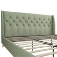 thumbnail image 3 of Bowery Hill Contemporary Linen Fabric Upholstered King Bed in Light Green, 3 of 10