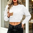 thumbnail image 5 of VBVC Women's Crew Neck Cropped Sweatshirt , Stretchy Long Sleeve Pullover For Women , Ladies' Drop Shoulder Top with Pockets, S-2XL, 5 of 8