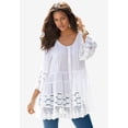 thumbnail image 2 of Roaman's Women's Plus Size Lace Illusion Blouse, 2 of 6