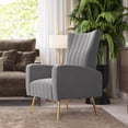 thumbnail image 6 of BELLEZE Modern Wingback Accent Lounge Arm Chairs Set of 2 - Kinsley (Gray), 6 of 7