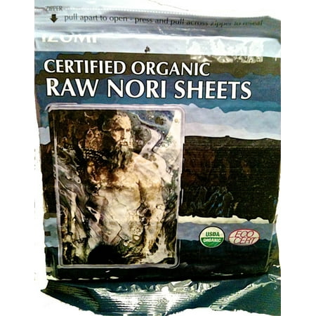 Raw Organic Nori Sheets 10 qty Pack Certified Vegan Kosher Sushi Wrap Papers Unheated Un-Cooked Untoasted, Dried