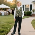 thumbnail image 3 of Garronmavis Cute Green Camo Boys Vest Size 11-12 Versatile Sleevless Fall Winter Warm Outerwear with Pockets Stylish 3-button Single Breasted Closure & 2 Slit Pockets for Daily Life, 3 of 7