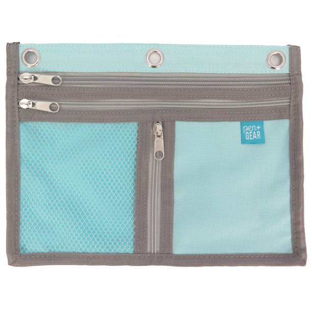 Pen+Gear Polyester Expandable Binder Pouch, Pencil Case, Jade Color, 10