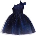 thumbnail image 1 of Girl One Shoulder Christmas Princess Dress Bowknot  Wedding Birthday Party Gown, 1 of 6