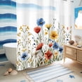 thumbnail image 5 of No Hook Shower Curtain, Red Blue Yellow Spring Floral Shower Curtains for Bathroom with See Through Top Window, Blooming Summer Botanical Waterproof & Washable Bath Curtain Long 72"x78", 5 of 9