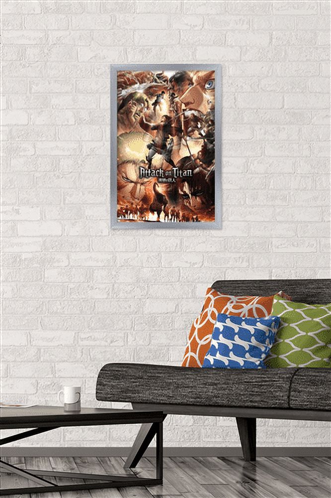 Attack on Titan: Season 3 - Key Art Wall Poster, 14.725" x 22.375", Framed
