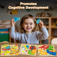 thumbnail image 6 of Xueyu Wooden Puzzles for Toddlers 3-5, 4 Pack, 16 Puzzle Pieces, Educational Montessori Puzzles Toys, Gift for Boys Girls, Learning Chinese, Vehicles Dinosaurs Insects Animals, 6 of 8