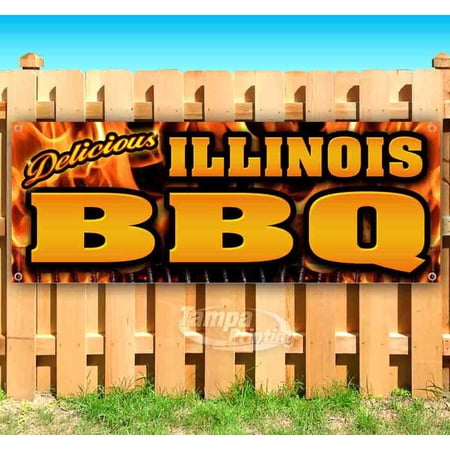 Illinois BBQ 13 oz Vinyl Banner With Metal Grommets