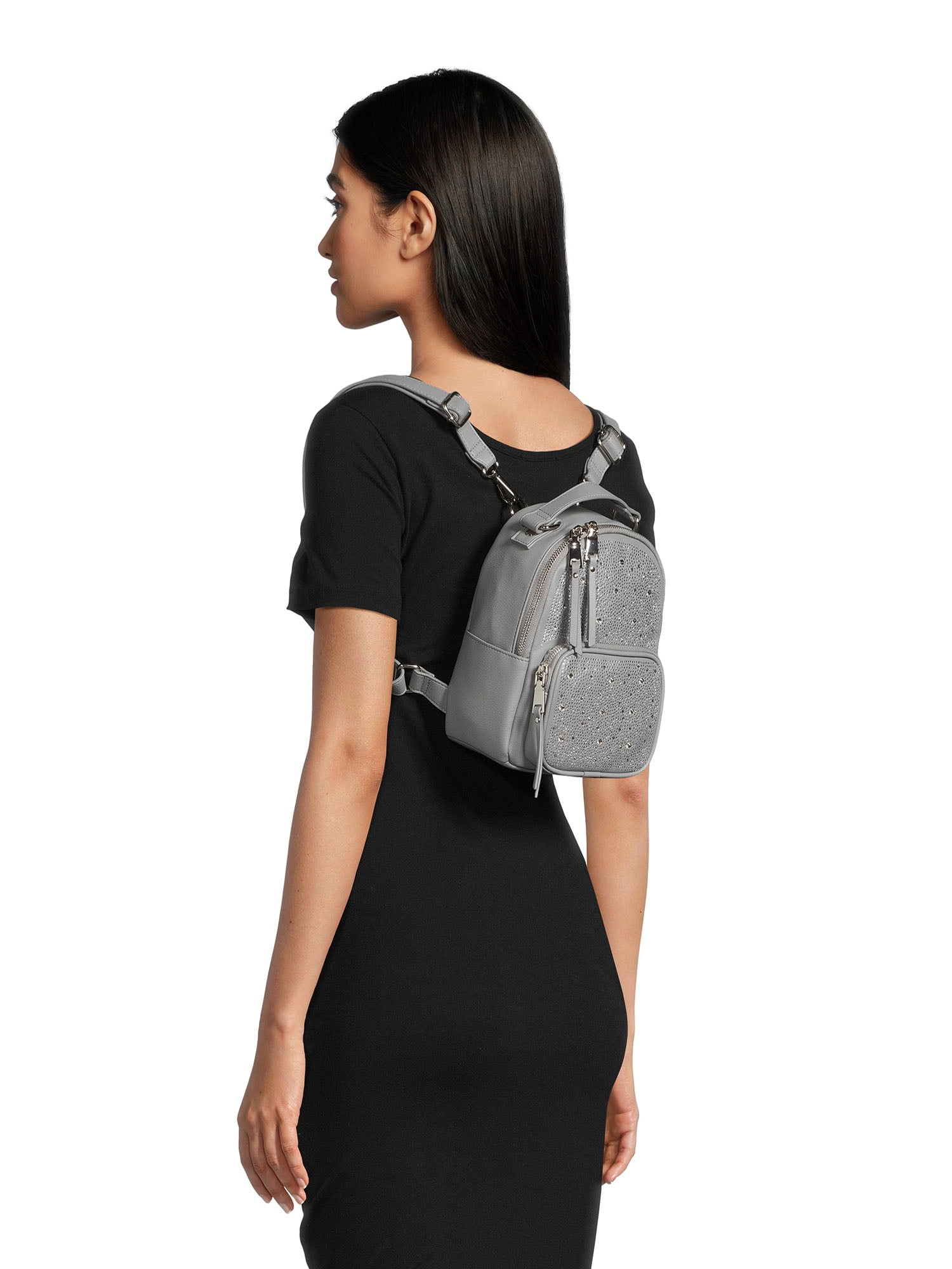 Madden NYC Women's Crystal Micro Dome Backpack, Grey