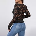 thumbnail image 4 of QSAWXQZ Lace Bodysuit Long Sleeve for Women Deep V Neck Going Out Shapewear Leotard Shirt Black-7 M, 4 of 9