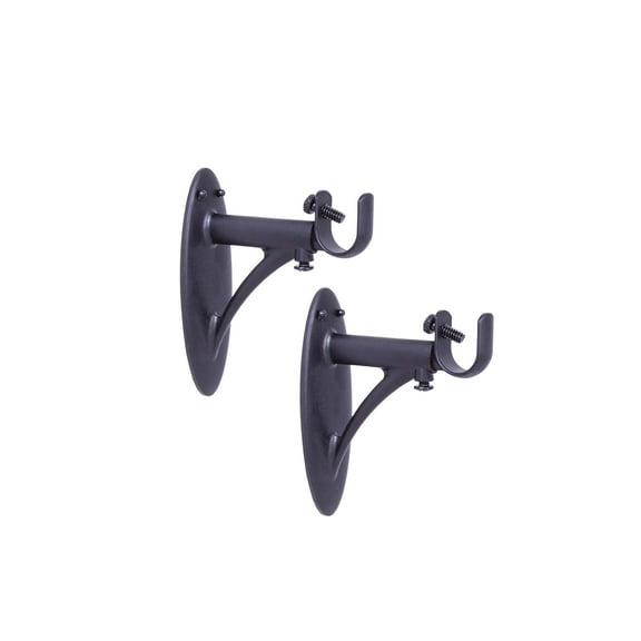 Kenney Fast Fit Easy Install 5/8" Diameter Adjustable 3-4" Curtain Rod Bracket, Black