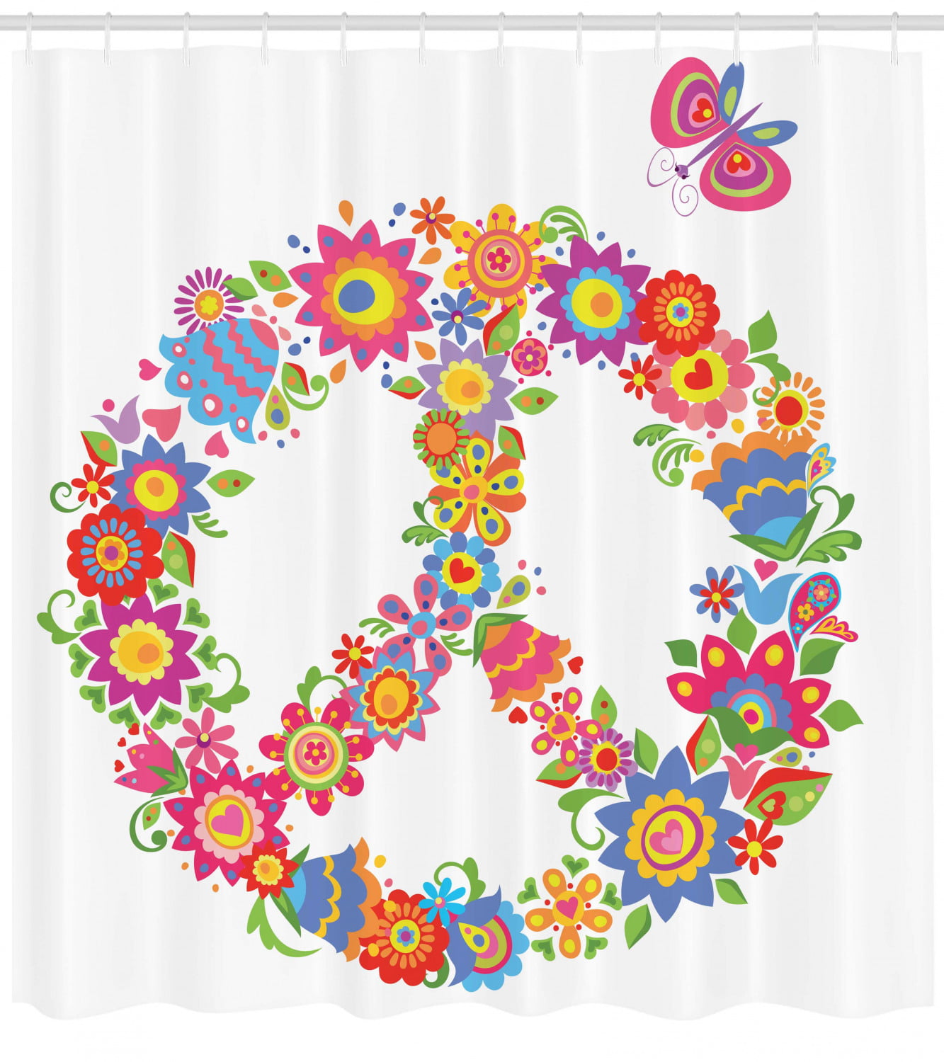 Groovy Decorations Peace Flower Colorful Peaceful World Dream Shower Curtain 
