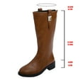 thumbnail image 6 of UngA Women Mid Calf Boots Chunky Low Heel Riding Booties Motorcycle Biker Round Toe Fashion Buckle Western Booties Trendy Stylish Boots Womens Brown,Size 7, 6 of 7