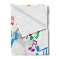 thumbnail image 2 of Jazz Music Soft Flannel Fleece Blanket, Celebration Festival Theme Colorful Artwork with Music Notes and Saxophone, Cozy Plush for Indoor and Outdoor Use, 70" x 90", Orange Green Red, by Ambesonne, 2 of 5