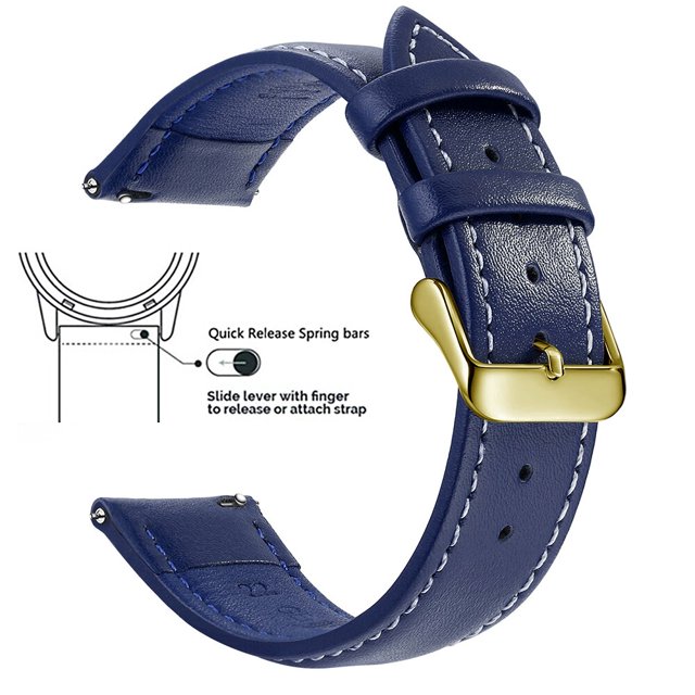 Correa de reloj de cuero genuino de grano superior, correas de reloj de liberación rápida de 18mm/20mm/22mm, se adapta a Samsung Galaxy Watch, Garmin Huawei Watch
