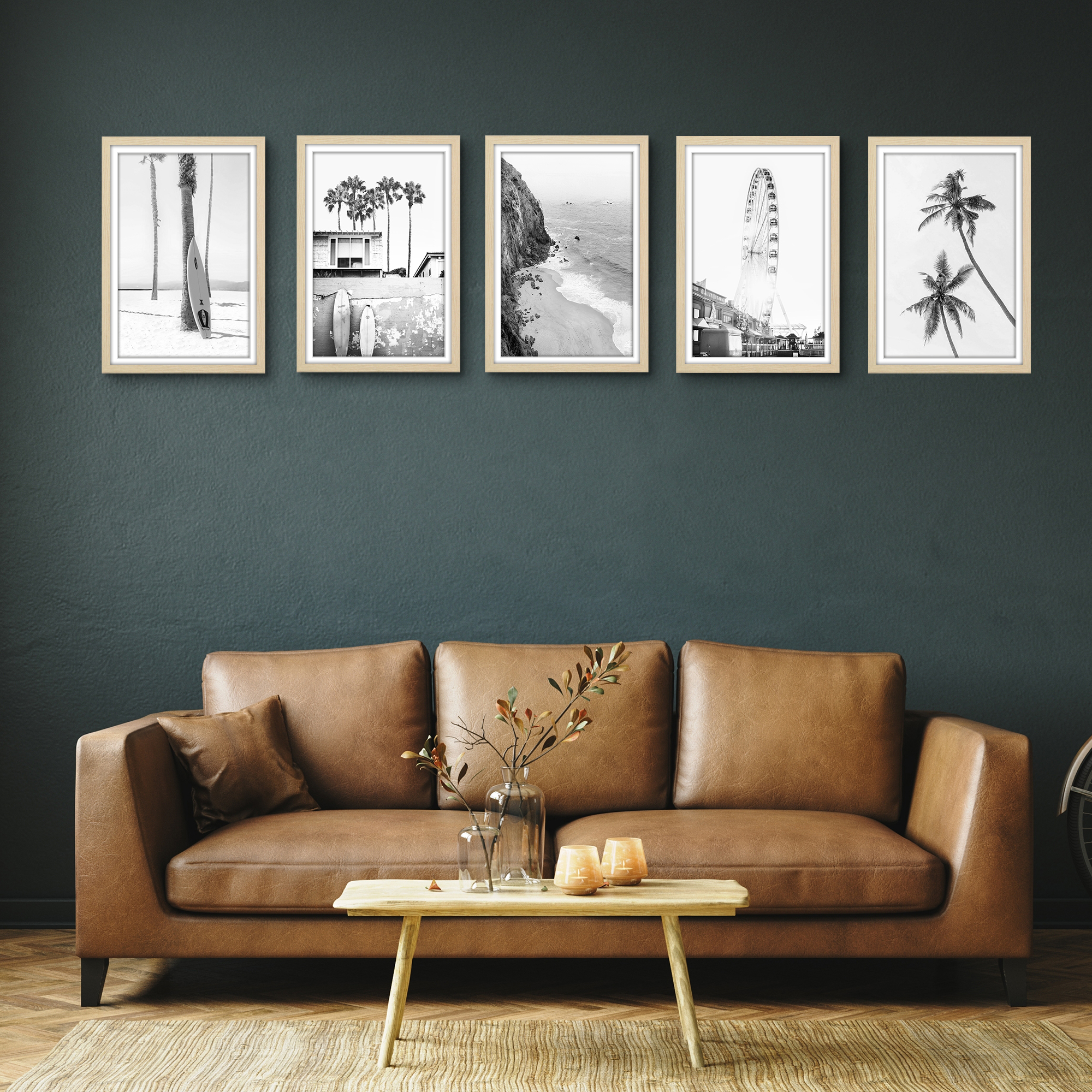 Americanflat 12x18 Poster Frame with Polished Plexiglass with 11x17 Mat 5 Pack Display Photo - Natural Oak