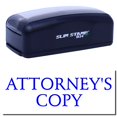 thumbnail image 1 of Large Pre-Inked Attorney's Copy Stamp, Slim 1854, Ultra Slim Design, Impression Size 1-13/16" by 2-1/2", Up to 25,000 Impressions - Blue Ink, 1 of 10