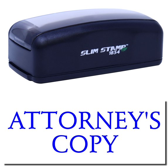 Large Pre-Inked Attorney's Copy Stamp, Slim 1854, Ultra Slim Design, Impression Size 1-13/16" by 2-1/2", Up to 25,000 Impressions - Blue Ink