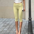 thumbnail image 2 of Women's Capri Leggings with Fold-over Waistband, Sexy Slim Fit Yoga Pants, Stretchy Ruched Workout Trousers for Gym and Running, 2 of 7
