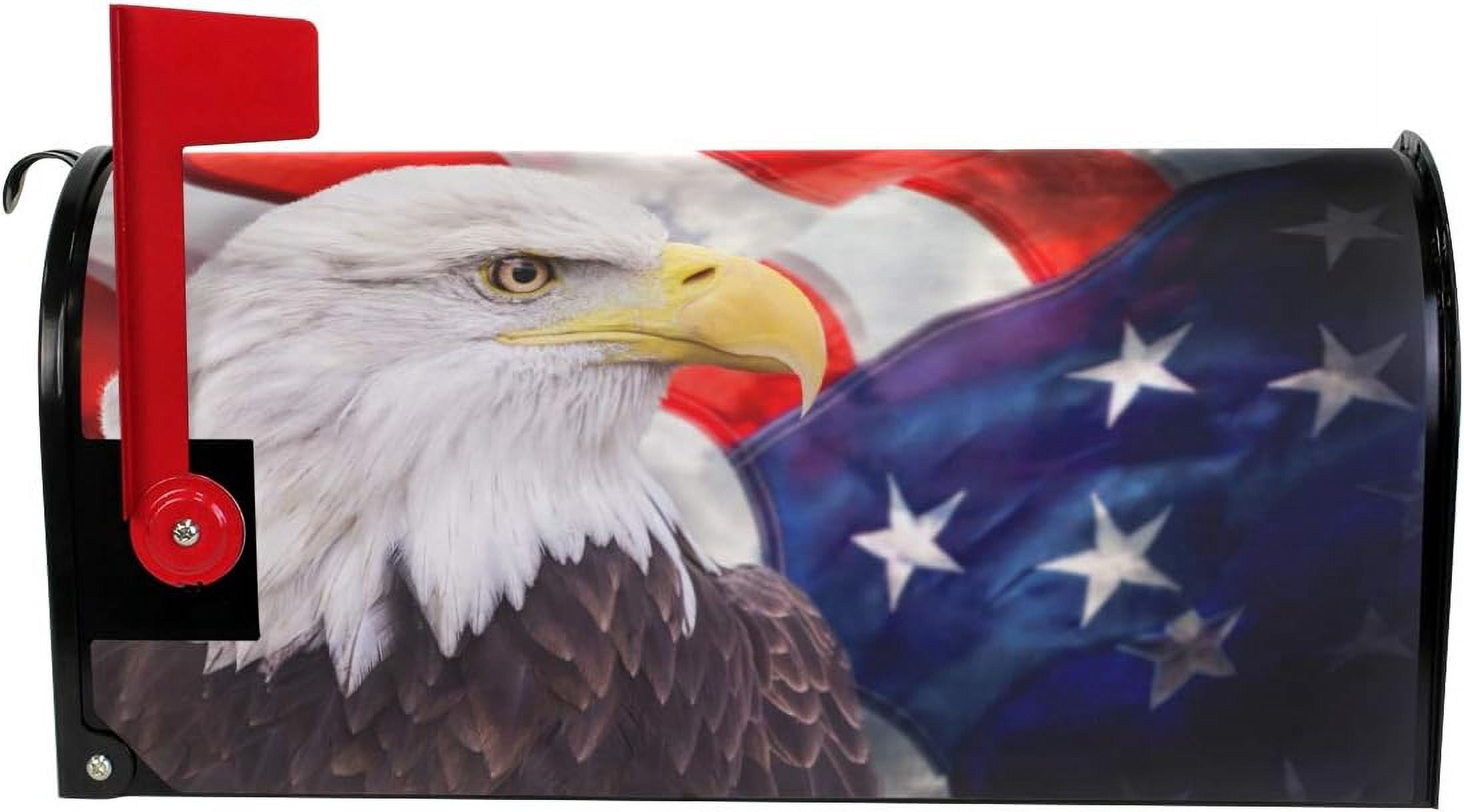 Independence Day Eagle Magnetic Mailbox Cover 4th of July MailWraps Garden Yard Home Decor for Outside Oversized-25.5" x20.8"